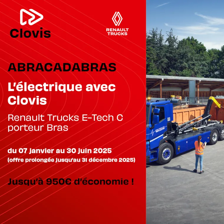 Clovis lance une opération commerciale sur le Renault Trucks E-Tech C porteur bras